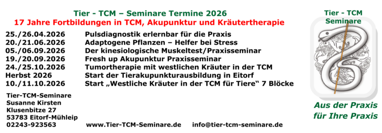 Termine 2026 Tier-TCM-Seminare ©Susanne Kirsten Susanne Kirsten